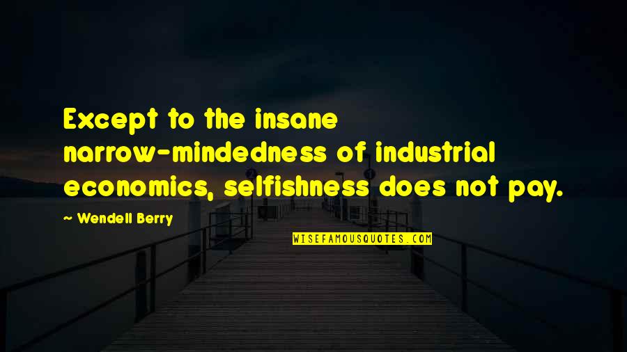Dan Majerle Quotes By Wendell Berry: Except to the insane narrow-mindedness of industrial economics, Dan Majerle Quotes By Wendell Berry: Except to the insane narrow-mindedness of industrial economics,