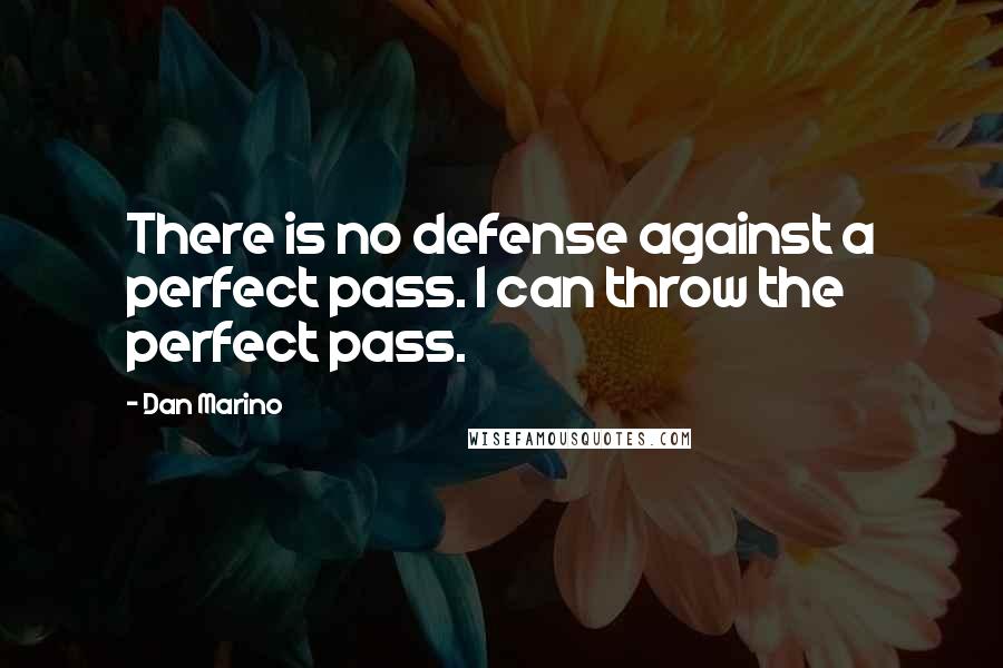 Dan Marino quotes: There is no defense against a perfect pass. I can throw the perfect pass.