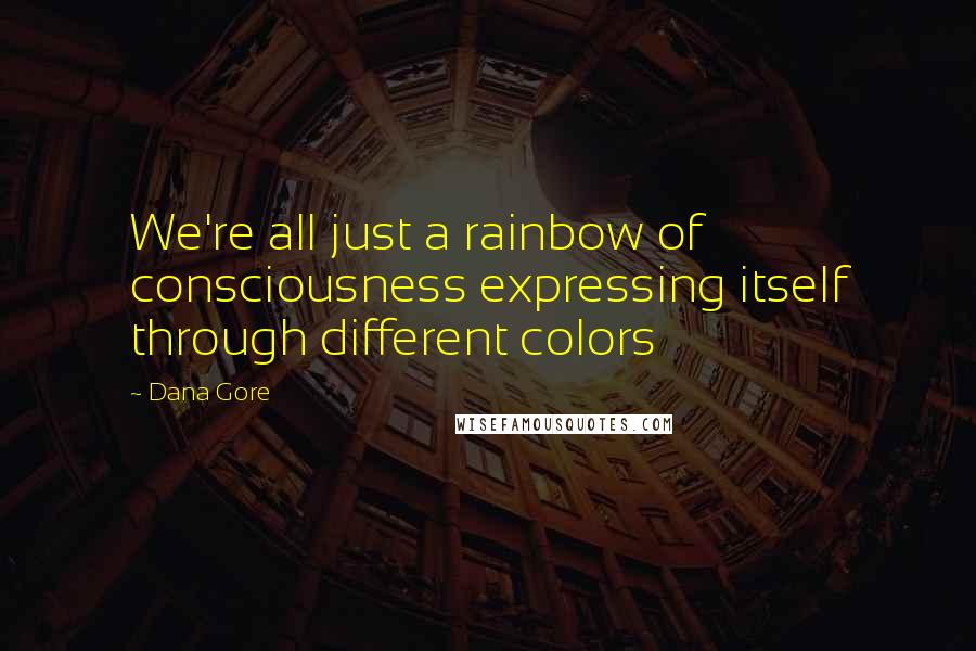 Dana Gore quotes: We're all just a rainbow of consciousness expressing itself through different colors