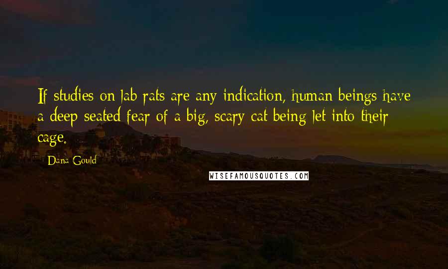 Dana Gould quotes: If studies on lab rats are any indication, human beings have a deep-seated fear of a big, scary cat being let into their cage.