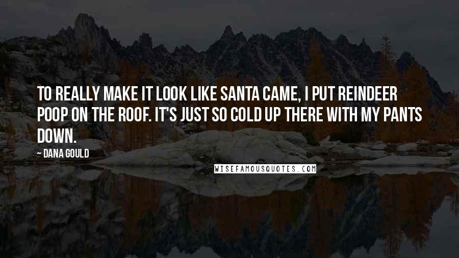 Dana Gould quotes: To really make it look like Santa came, I put reindeer poop on the roof. It's just so cold up there with my pants down.