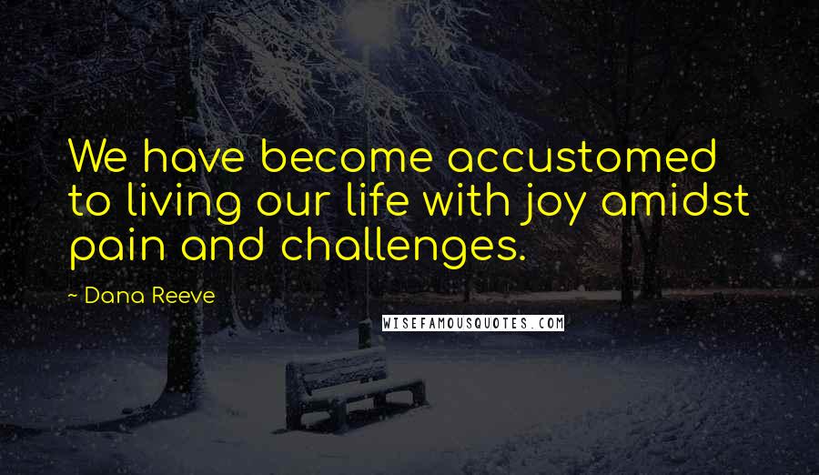 Dana Reeve quotes: We have become accustomed to living our life with joy amidst pain and challenges.