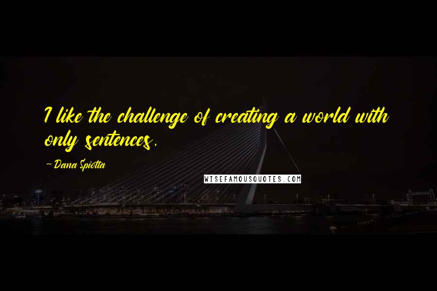 Dana Spiotta quotes: I like the challenge of creating a world with only sentences.