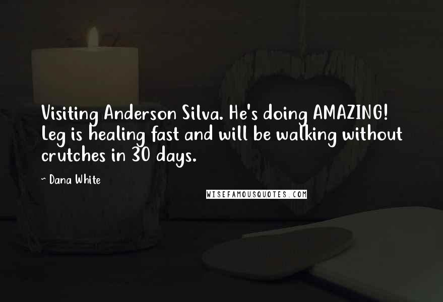 Dana White quotes: Visiting Anderson Silva. He's doing AMAZING! Leg is healing fast and will be walking without crutches in 30 days. Dana White quotes: Visiting Anderson Silva. He's doing AMAZING! Leg is healing fast and will be walking without crutches in 30 days.