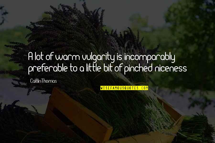 Danachi Quotes By Caitlin Thomas: A lot of warm vulgarity is incomparably preferable Danachi Quotes By Caitlin Thomas: A lot of warm vulgarity is incomparably preferable