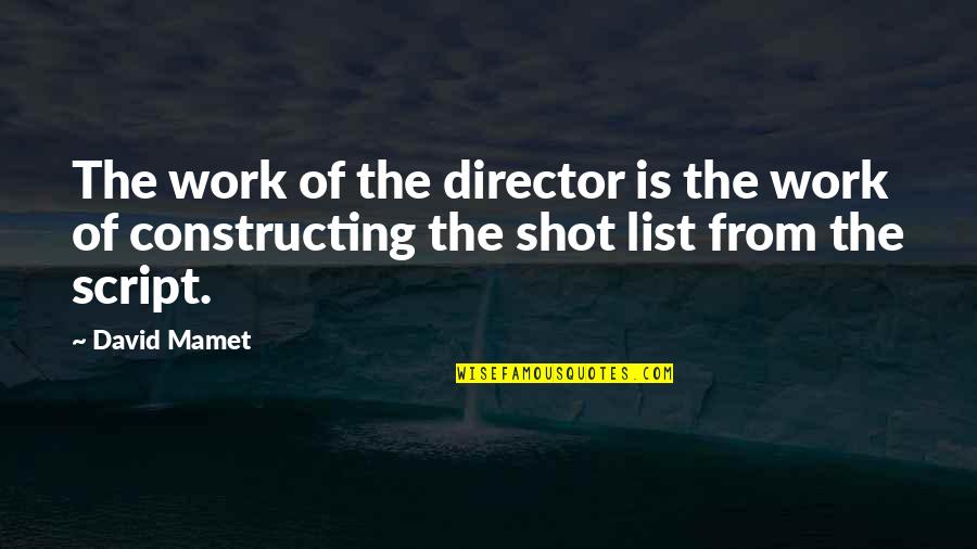 Danaos Software Quotes By David Mamet: The work of the director is the work