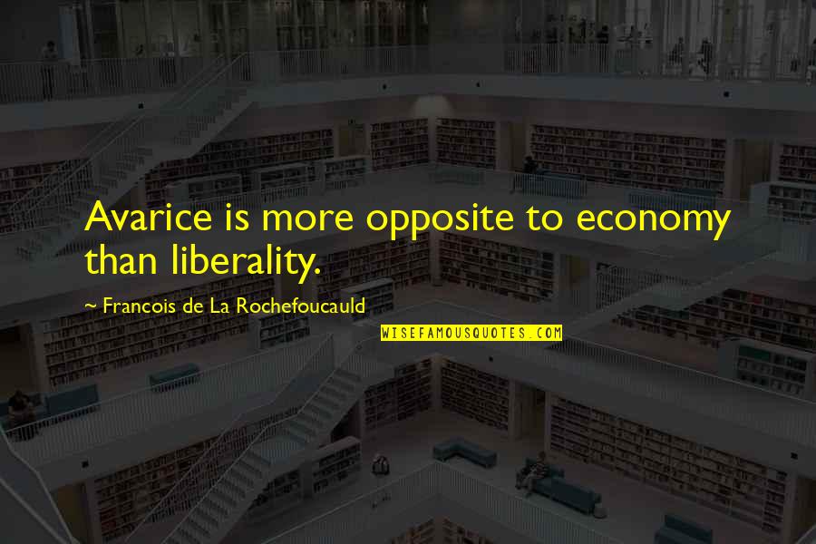 Dancelife Quotes By Francois De La Rochefoucauld: Avarice is more opposite to economy than liberality.