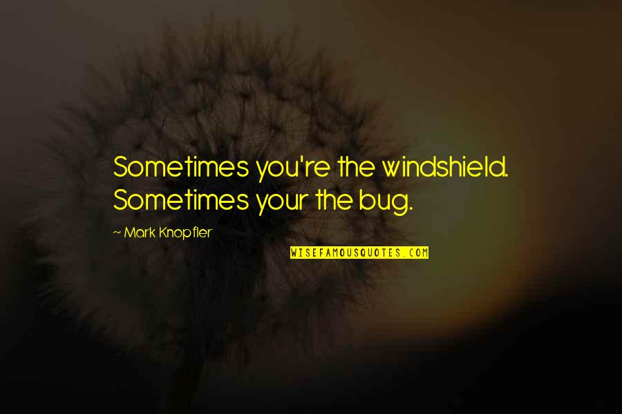 Dandelion Clock Quotes By Mark Knopfler: Sometimes you're the windshield. Sometimes your the bug.