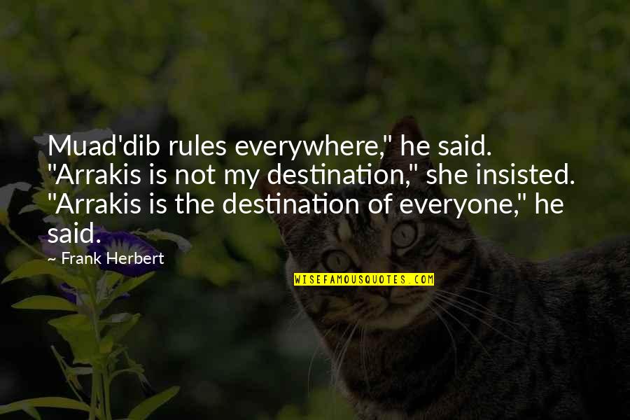 Dandis Quotes By Frank Herbert: Muad'dib rules everywhere," he said. "Arrakis is not