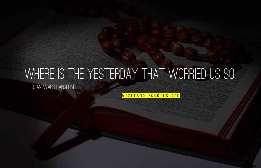 Dandole Lleva Quotes By Joan Walsh Anglund: Where is the yesterday that worried us so. Dandole Lleva Quotes By Joan Walsh Anglund: Where is the yesterday that worried us so.
