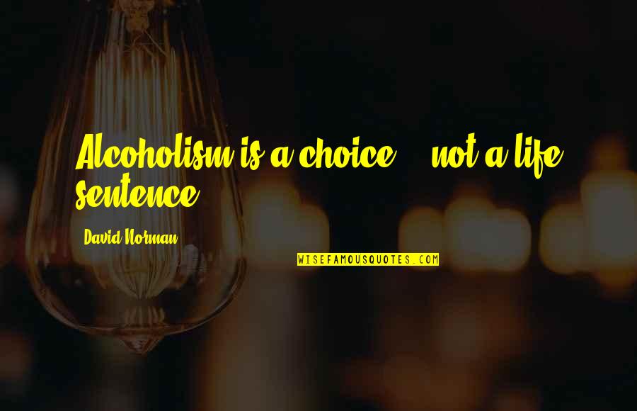 Dandry Vasquez Quotes By David Norman: Alcoholism is a choice... not a life sentence. Dandry Vasquez Quotes By David Norman: Alcoholism is a choice... not a life sentence.