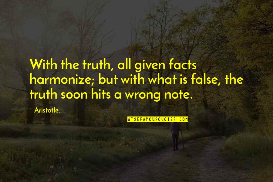 Daneydis Quotes By Aristotle.: With the truth, all given facts harmonize; but