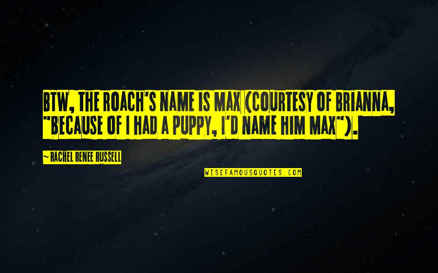 D'angelo Russell Quotes By Rachel Renee Russell: BTW, the roach's name is Max (courtesy of D'angelo Russell Quotes By Rachel Renee Russell: BTW, the roach's name is Max (courtesy of