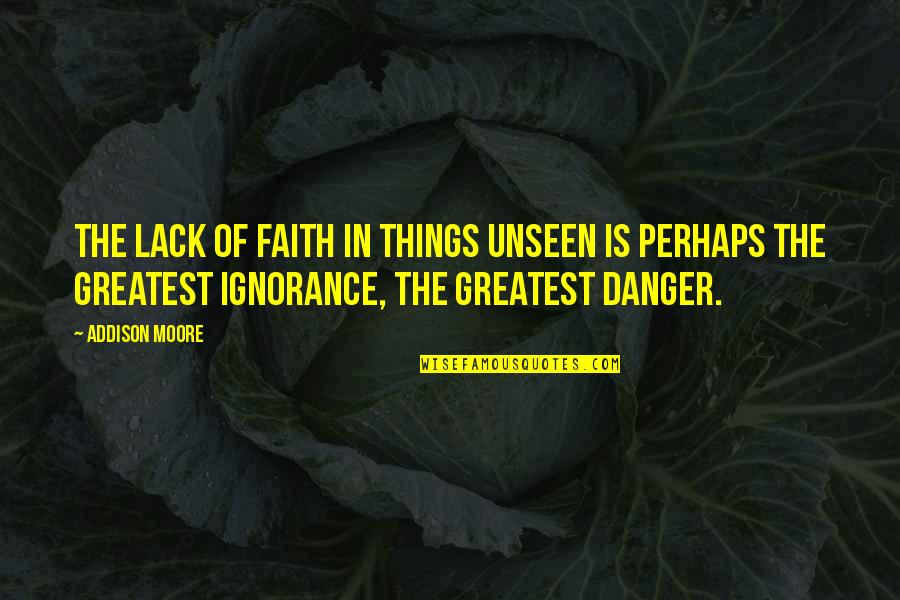 Danger Of Ignorance Quotes By Addison Moore: The lack of faith in things unseen is