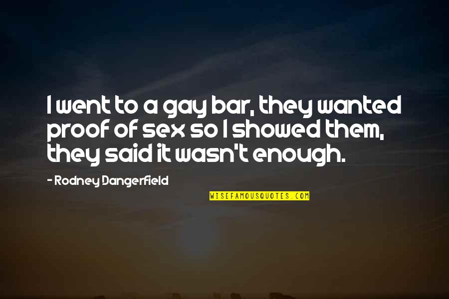 Dangerfield Quotes By Rodney Dangerfield: I went to a gay bar, they wanted