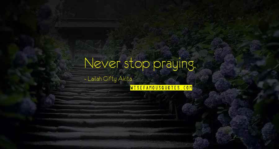 Dangerous Adventure Quotes By Lailah Gifty Akita: Never stop praying. Dangerous Adventure Quotes By Lailah Gifty Akita: Never stop praying.
