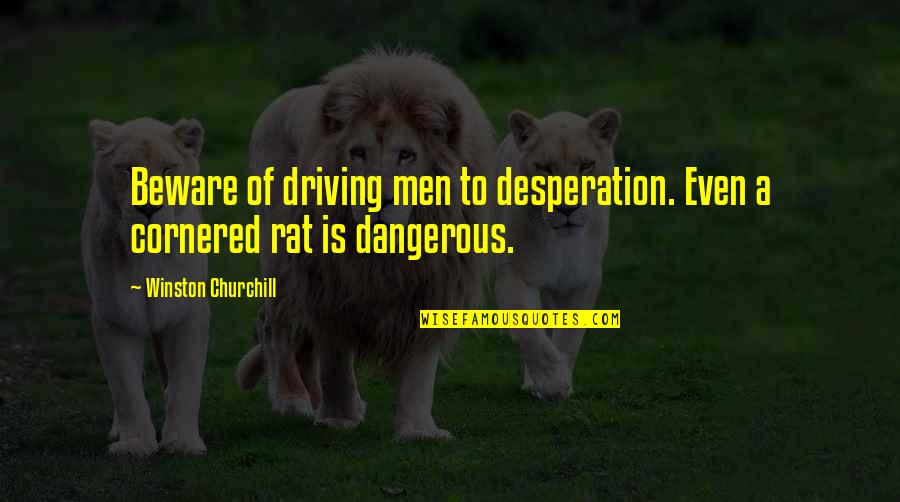 Dangerous Driving Quotes By Winston Churchill: Beware of driving men to desperation. Even a