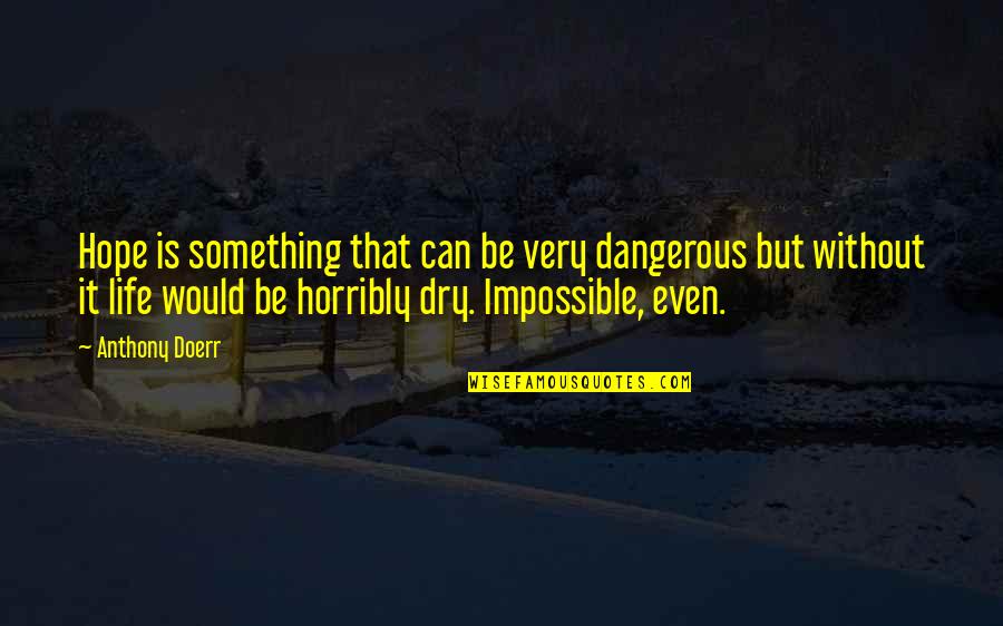 Dangerous Life Quotes By Anthony Doerr: Hope is something that can be very dangerous