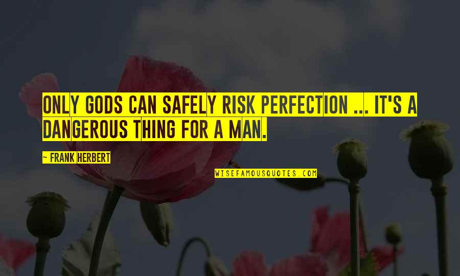 Dangerous Men Quotes By Frank Herbert: Only gods can safely risk perfection ... it's