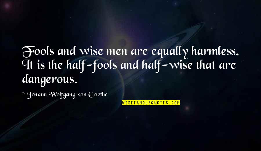 Dangerous Men Quotes By Johann Wolfgang Von Goethe: Fools and wise men are equally harmless. It