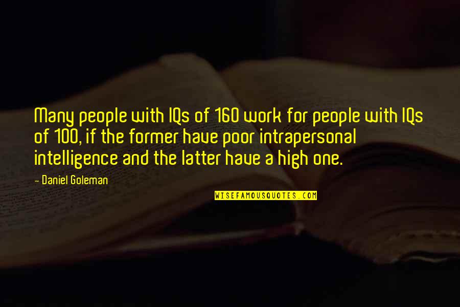 Daniel Goleman Quotes By Daniel Goleman: Many people with IQs of 160 work for