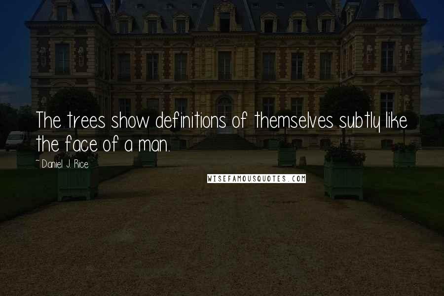 Daniel J. Rice quotes: The trees show definitions of themselves subtly like the face of a man.