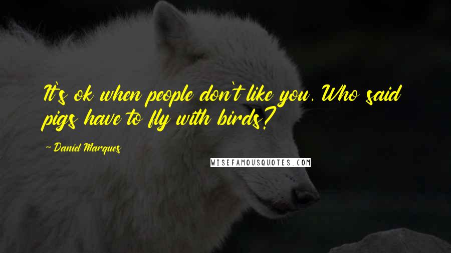 Daniel Marques quotes: It's ok when people don't like you. Who said pigs have to fly with birds?