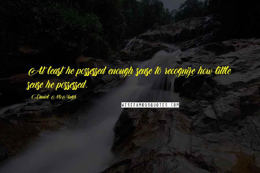 Daniel McHugh quotes: At least he possessed enough sense to recognize how little sense he possessed.