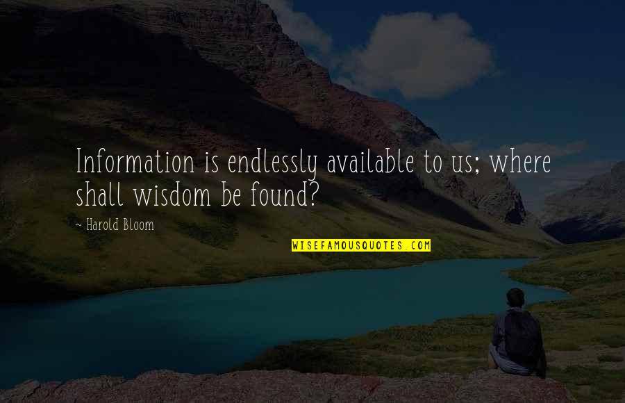 Daniel Moi Quotes By Harold Bloom: Information is endlessly available to us; where shall