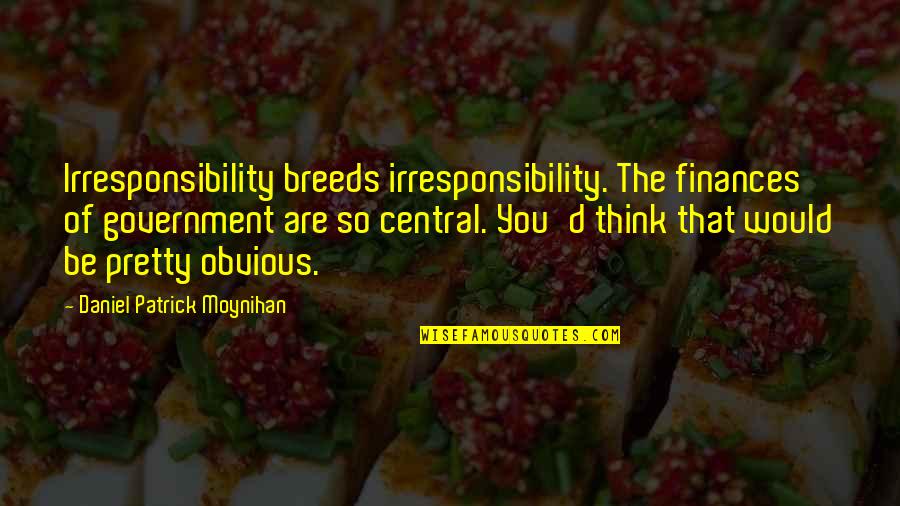 Daniel Moynihan Quotes By Daniel Patrick Moynihan: Irresponsibility breeds irresponsibility. The finances of government are