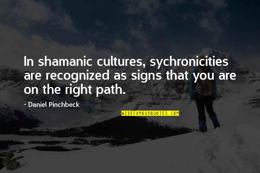 Daniel Pinchbeck Quotes By Daniel Pinchbeck: In shamanic cultures, sychronicities are recognized as signs