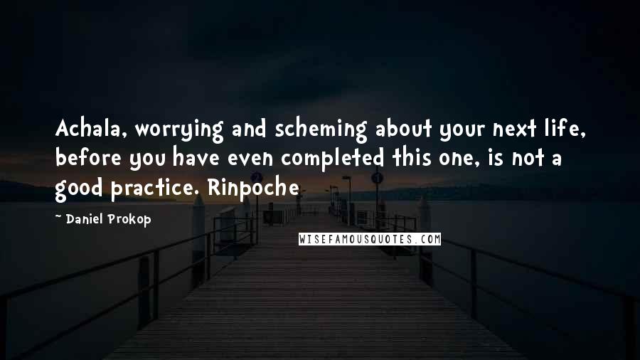Daniel Prokop quotes: Achala, worrying and scheming about your next life, before you have even completed this one, is not a good practice. Rinpoche