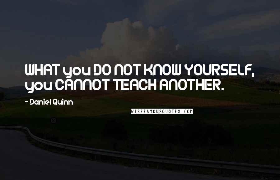 Daniel Quinn quotes: WHAT you DO NOT KNOW YOURSELF, you CANNOT TEACH ANOTHER.