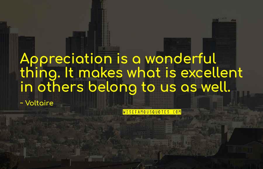 Daniel Sims Quotes By Voltaire: Appreciation is a wonderful thing. It makes what