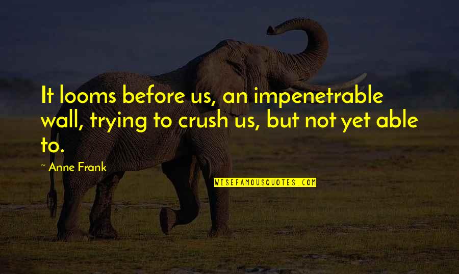 Daniela Katzenberger Quotes By Anne Frank: It looms before us, an impenetrable wall, trying