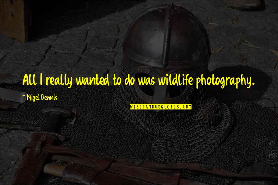 Dankworth Ponds Quotes By Nigel Dennis: All I really wanted to do was wildlife Dankworth Ponds Quotes By Nigel Dennis: All I really wanted to do was wildlife