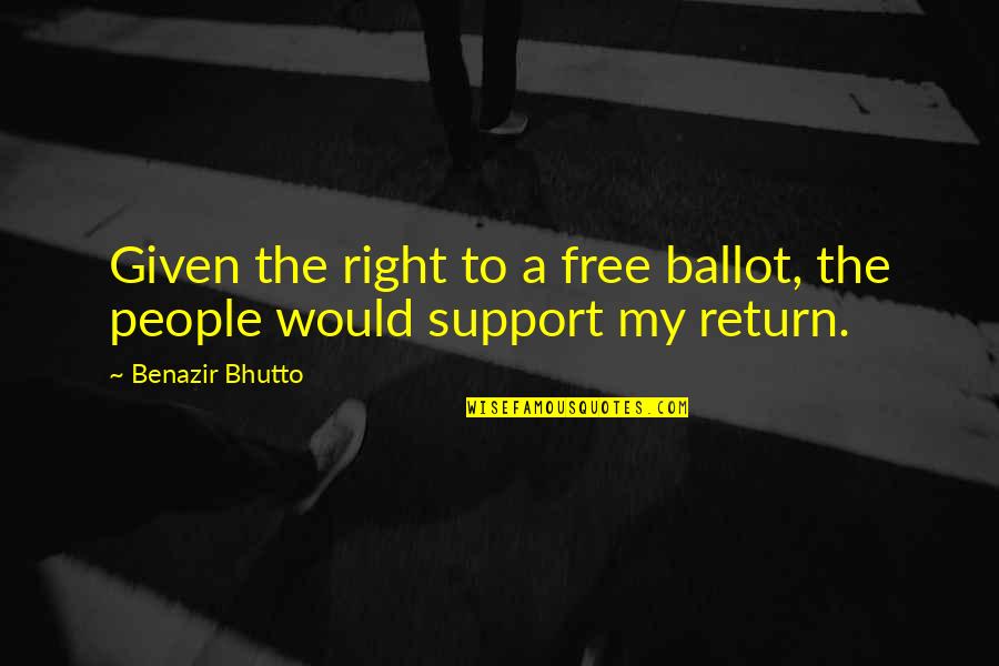 Danlee Miniature Quotes By Benazir Bhutto: Given the right to a free ballot, the