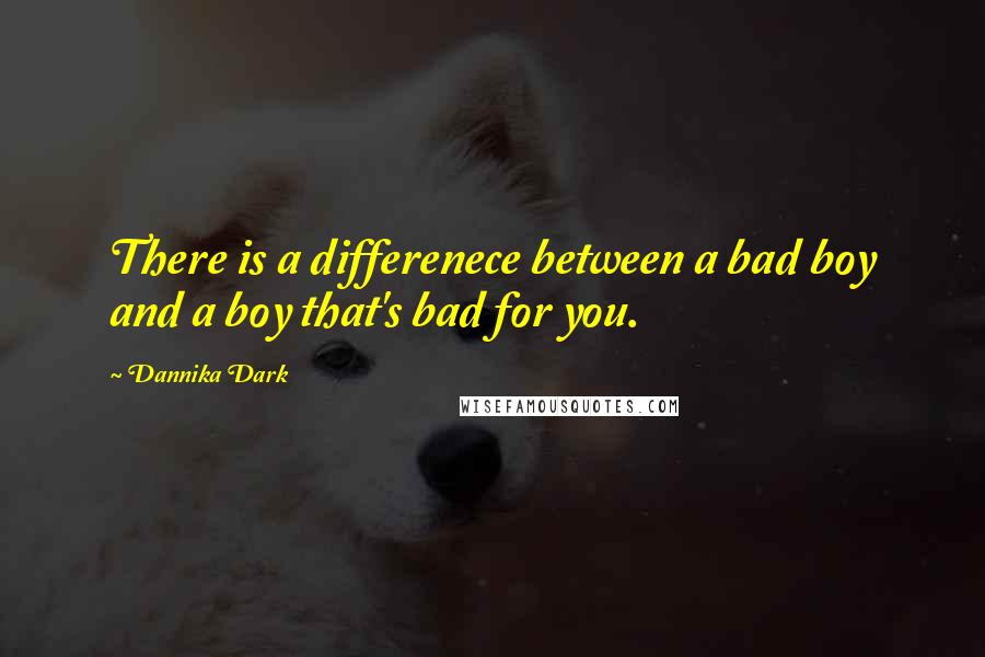 Dannika Dark quotes: There is a differenece between a bad boy and a boy that's bad for you.