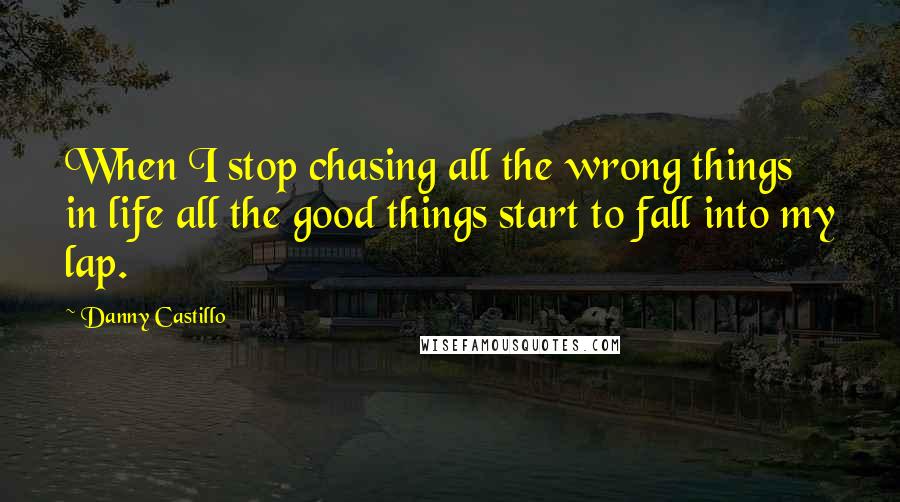 Danny Castillo quotes: When I stop chasing all the wrong things in life all the good things start to fall into my lap.