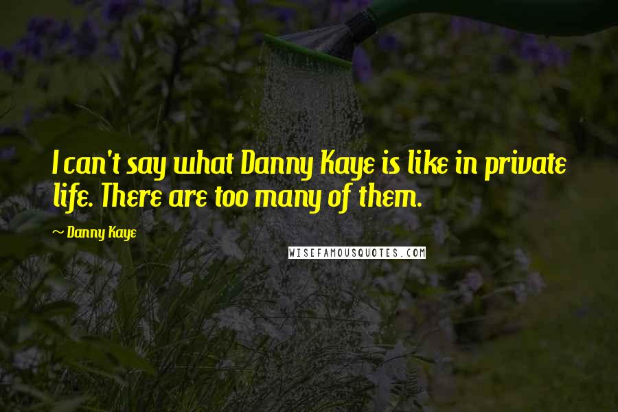 Danny Kaye quotes: I can't say what Danny Kaye is like in private life. There are too many of them.