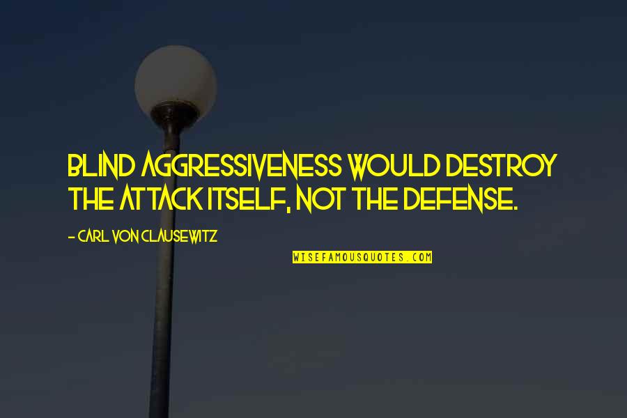 Danoff Dean Quotes By Carl Von Clausewitz: Blind aggressiveness would destroy the attack itself, not Danoff Dean Quotes By Carl Von Clausewitz: Blind aggressiveness would destroy the attack itself, not