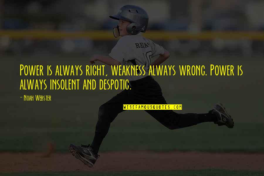 Dantiscus Quotes By Noah Webster: Power is always right, weakness always wrong. Power