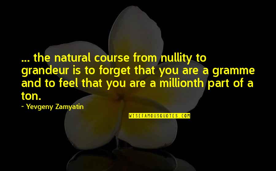 Dantur Latin Quotes By Yevgeny Zamyatin: ... the natural course from nullity to grandeur