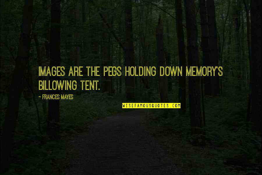 Danzinger Quotes By Frances Mayes: Images are the pegs holding down memory's billowing