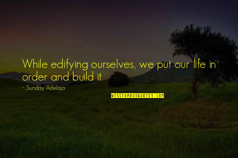 Dar Gracias Quotes By Sunday Adelaja: While edifying ourselves, we put our life in