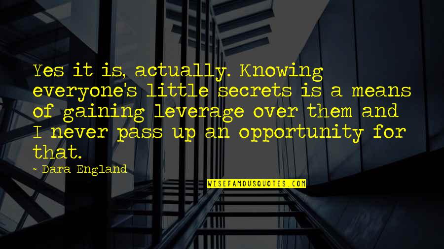 Dara's Quotes By Dara England: Yes it is, actually. Knowing everyone's little secrets