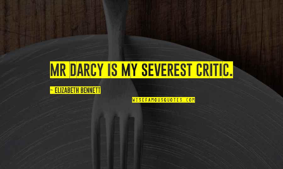 Darcy And Elizabeth Quotes By Elizabeth Bennett: Mr Darcy is my severest critic.