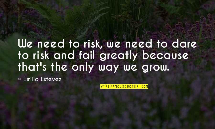 Dare Greatly Quotes By Emilio Estevez: We need to risk, we need to dare