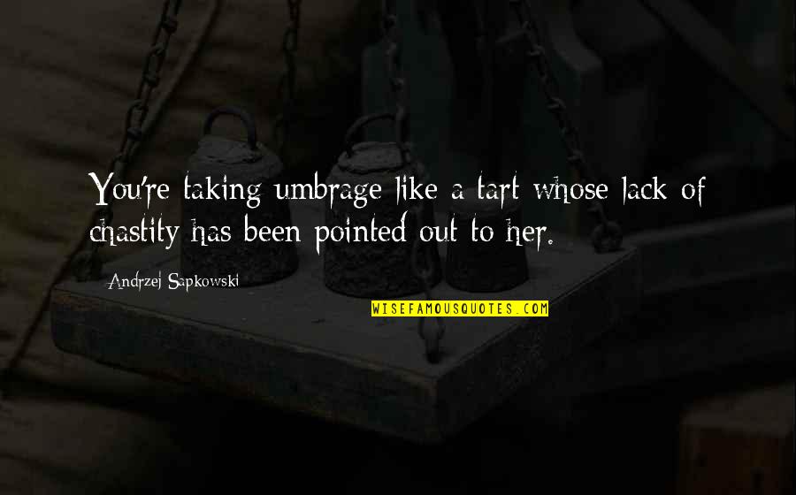 Dare Me Book Quotes By Andrzej Sapkowski: You're taking umbrage like a tart whose lack