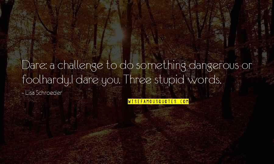 Dare To Do Something Quotes By Lisa Schroeder: Dare: a challenge to do something dangerous or